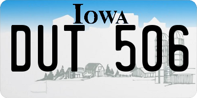 IA license plate DUT506