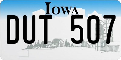 IA license plate DUT507