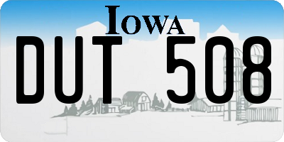 IA license plate DUT508