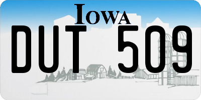 IA license plate DUT509