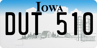 IA license plate DUT510