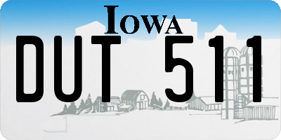 IA license plate DUT511
