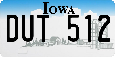 IA license plate DUT512