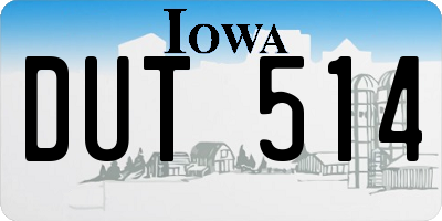 IA license plate DUT514