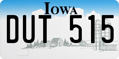 IA license plate DUT515