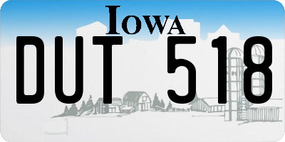 IA license plate DUT518