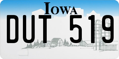 IA license plate DUT519
