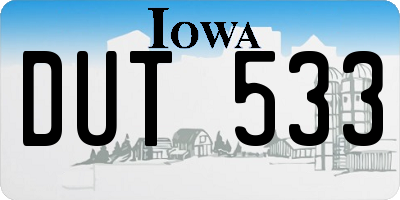 IA license plate DUT533