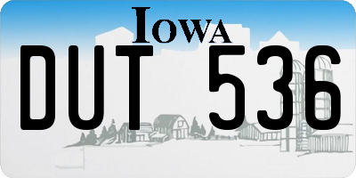 IA license plate DUT536