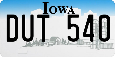 IA license plate DUT540
