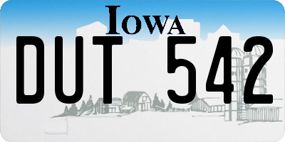 IA license plate DUT542