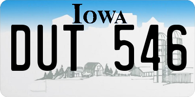 IA license plate DUT546