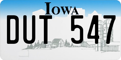 IA license plate DUT547
