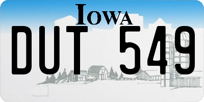 IA license plate DUT549