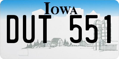 IA license plate DUT551