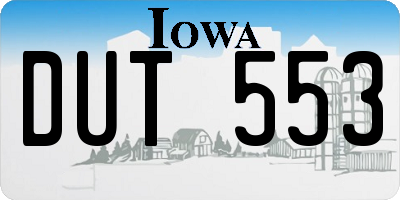 IA license plate DUT553