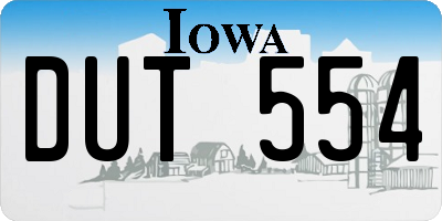 IA license plate DUT554