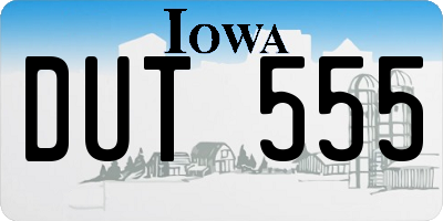 IA license plate DUT555