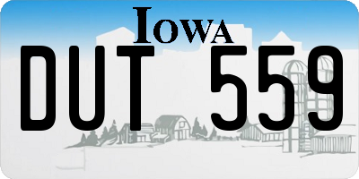 IA license plate DUT559