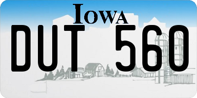 IA license plate DUT560