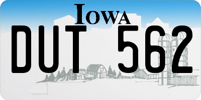 IA license plate DUT562