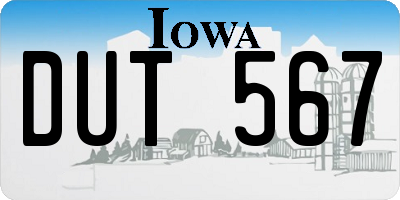 IA license plate DUT567