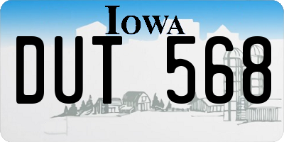 IA license plate DUT568