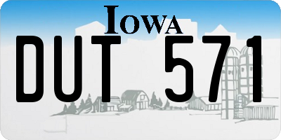 IA license plate DUT571