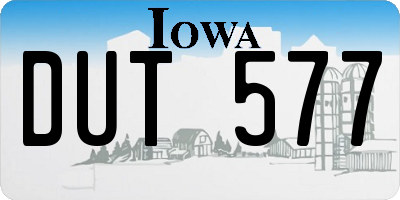 IA license plate DUT577