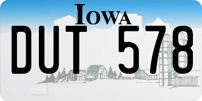 IA license plate DUT578