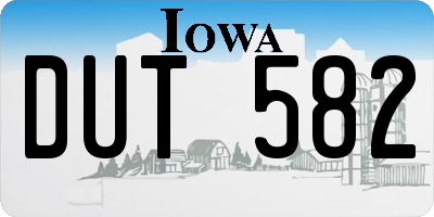 IA license plate DUT582