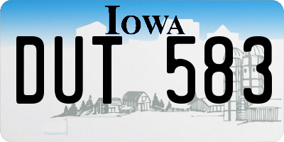 IA license plate DUT583
