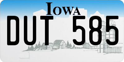 IA license plate DUT585