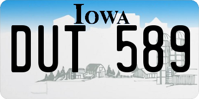 IA license plate DUT589