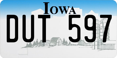 IA license plate DUT597