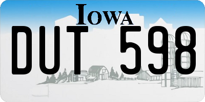 IA license plate DUT598