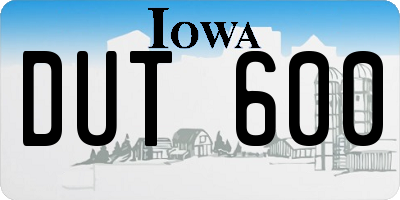 IA license plate DUT600