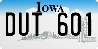 IA license plate DUT601