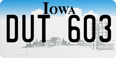 IA license plate DUT603