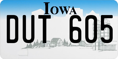 IA license plate DUT605