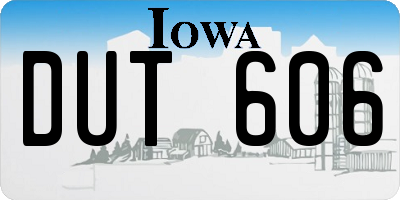 IA license plate DUT606