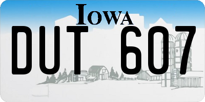 IA license plate DUT607