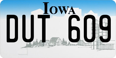 IA license plate DUT609