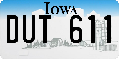 IA license plate DUT611