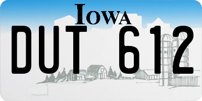 IA license plate DUT612