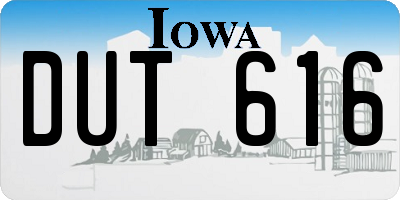IA license plate DUT616