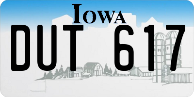 IA license plate DUT617