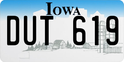 IA license plate DUT619