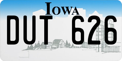 IA license plate DUT626