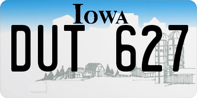 IA license plate DUT627